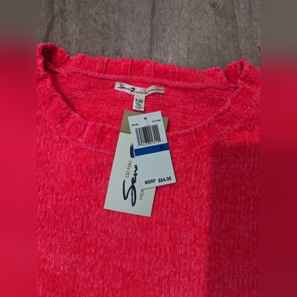 Seven7 Chenille Pullover Sweater Hot Pink Size XL Popcorn Knit Textured Soft - Picture 3 of 4